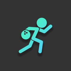 running man, bowling icon. Colorful logo concept with soft shado