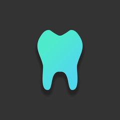 tooth. simple icon. Colorful logo concept with soft shadow on da