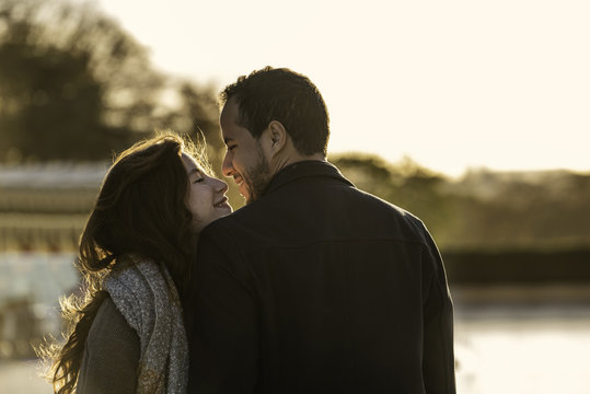 Couple looking at each other