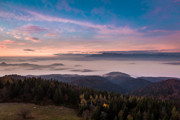 Cold dusk in the Tatra Mountains in autumn,Poland