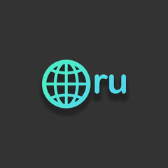 domain of Russia, globe and ru. Colorful logo concept with soft