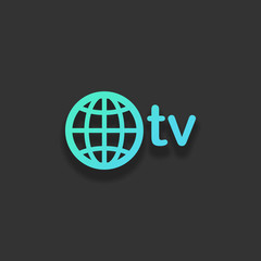 domain for media and television, globe and tv. Colorful logo con