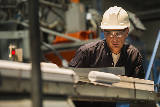 Factory worker working in factory
