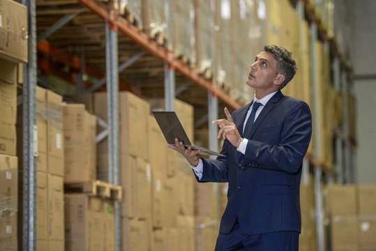 Businessman using laptop