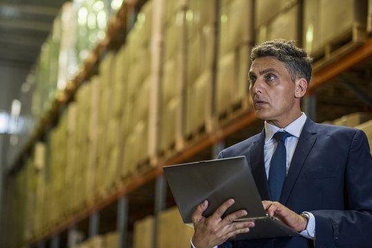 Businessman using laptop