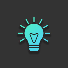 old bulb with light. simple single icon. Colorful logo concept w