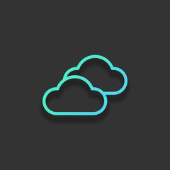 Mostly cloudy icon. Simple linear icon with thin outline. Colorf
