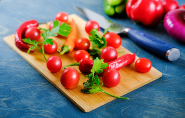 Fresh and raw  vegetables for a salad