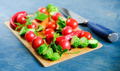 Fresh and raw  vegetables for a salad