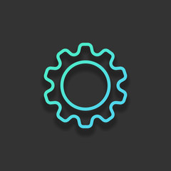 Simple gear symbol, Linear icon with thin outline. Colorful logo