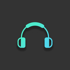 Headphones and music. Mute volume. Simple icon. Colorful logo co