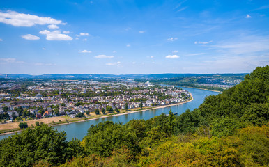 Fototapeta na wymiar Landscape of Rhein river from Koblenz castel.