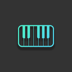 Piano keyboard icon. Colorful logo concept with soft shadow on d