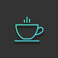 Simple cap of coffee or tea. Linear icon with thin outline. Colo