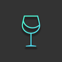 Wine glass. Linear, thin outline. Colorful logo concept with sof