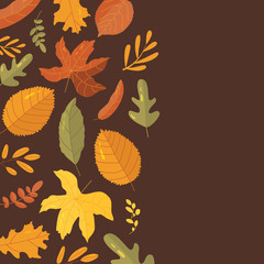 Obraz na płótnie Canvas Autumn Leaf autumn banner flat design on dark brown background
