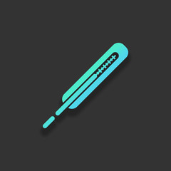 Medical thermometer for body. Colorful logo concept with soft sh