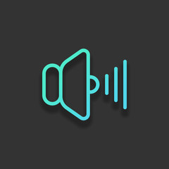 volume max icon. Colorful logo concept with soft shadow on dark