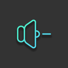 volume minus icon. Colorful logo concept with soft shadow on dar