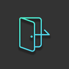 Exit icon. Linear, thin outline. Colorful logo concept with soft