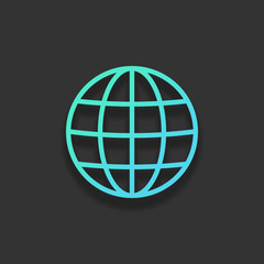 Simple globe icon. Linear, thin outline. Colorful logo concept w