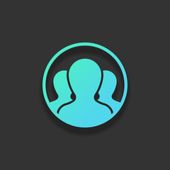 Team in circle, few person. Colorful logo concept with soft shad