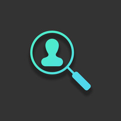 Human resource icon. person symbol in magnifying glass. Search p