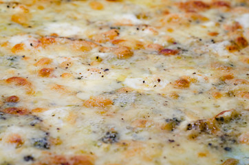 Pizza four cheeses view from the top