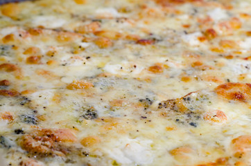 Pizza four cheeses view from the top