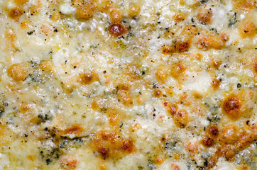 Pizza four cheeses view from the top