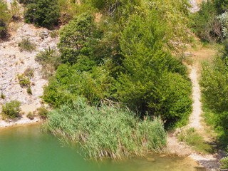 Pond on top of a hill in a small french village
