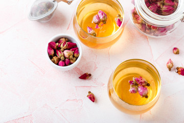 Tea from dried rose buds
