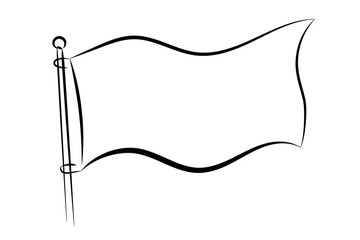 Vector flag illustration. Monochrome illustration of waving flag