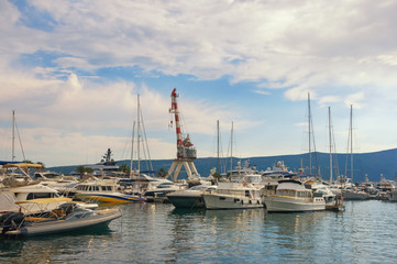 Fototapeta premium Yacht marina of Porto Montenegro. Montenegro, Bay of Kotor, Adriatic Sea, Tivat city