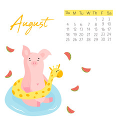 Obraz premium 2019 calendar with funny pig. Monthly page.