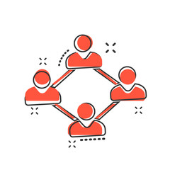 Vector cartoon social network icon in comic style. People connection sign illustration pictogram. Network business splash effect concept.