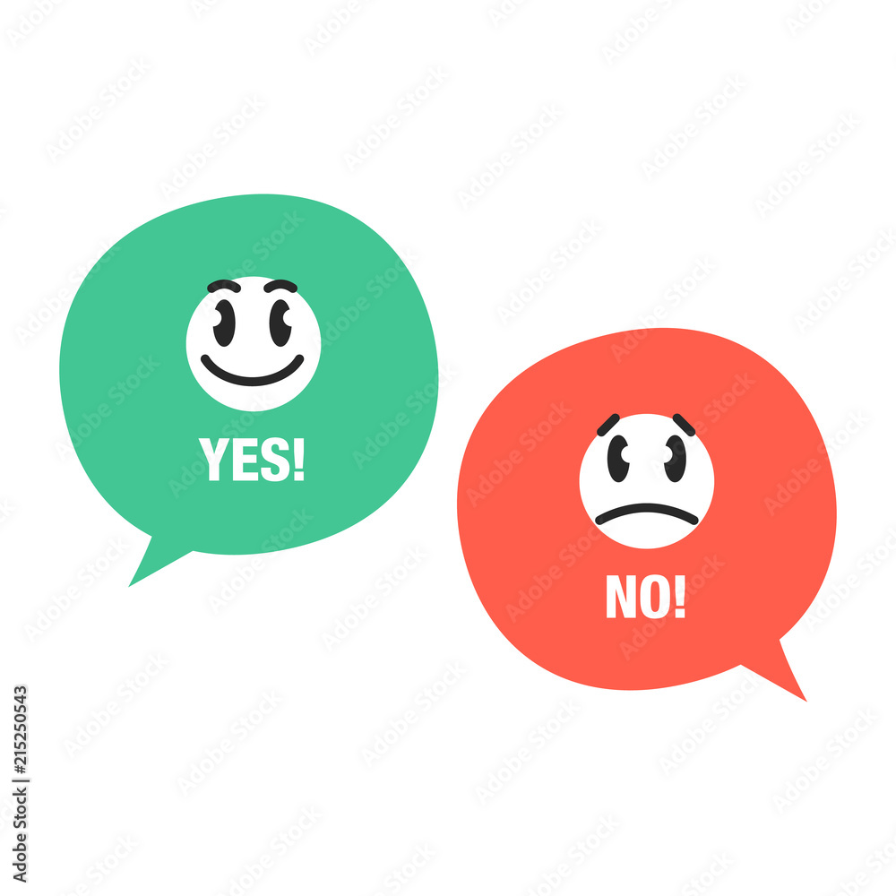Poster Choice yes or no with speaking bubbles and emotions. Easy to use for your website or presentation.
