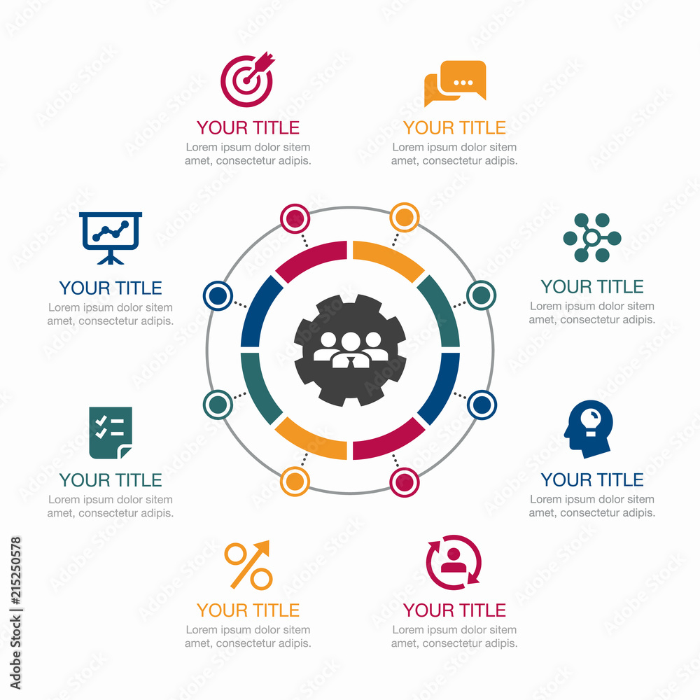 Poster simple infographic for teamwork business with icons and place for your content, isolated on light ba
