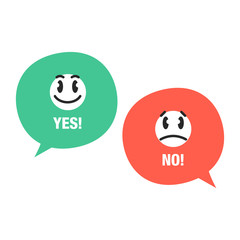 Choice yes or no with speaking bubbles and emotions. Easy to use for your website or presentation.