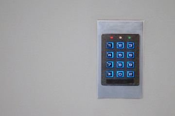 Secure password on keyboard for opening home house door. Password code Security keypad system...