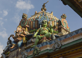 Fototapeta na wymiar Ancient Hindu Pathirakali Amman temple in Trincomalee, Sri Lanka. Temple was built in honor of the goddess Badrakali (Bhadrakali)