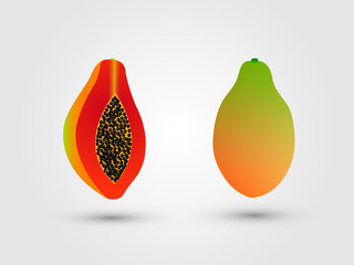A sliced ripe fresh papaya vector illustration
