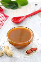 Peanut butter on a glass bowl