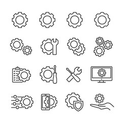 Vector image set of settings line icons.