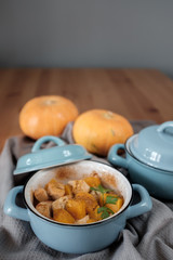 Baked pumpkin in a pot