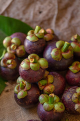 Mangosteens Queen of fruits on wooden table
