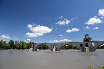 The famous St Benezet Bridge over the Rhone River in Avignon, Provence, France