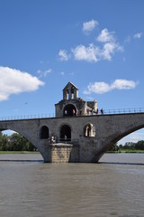 Fototapeta na wymiar The famous St Benezet Bridge over the Rhone River in Avignon, Provence, France