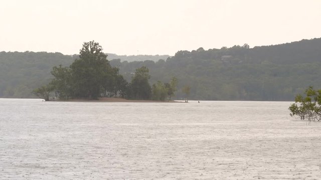 Table rock lake while it's raining