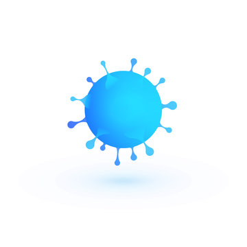 Virus 3d vector illustration, blue bacteria abstract icon, infection symbol